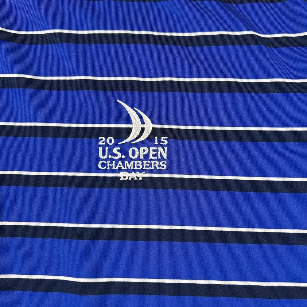 Ralph Lauren Polo Shirt Mens XL Blue Stripe 2015 US Open Chambers Golf‎ RLX